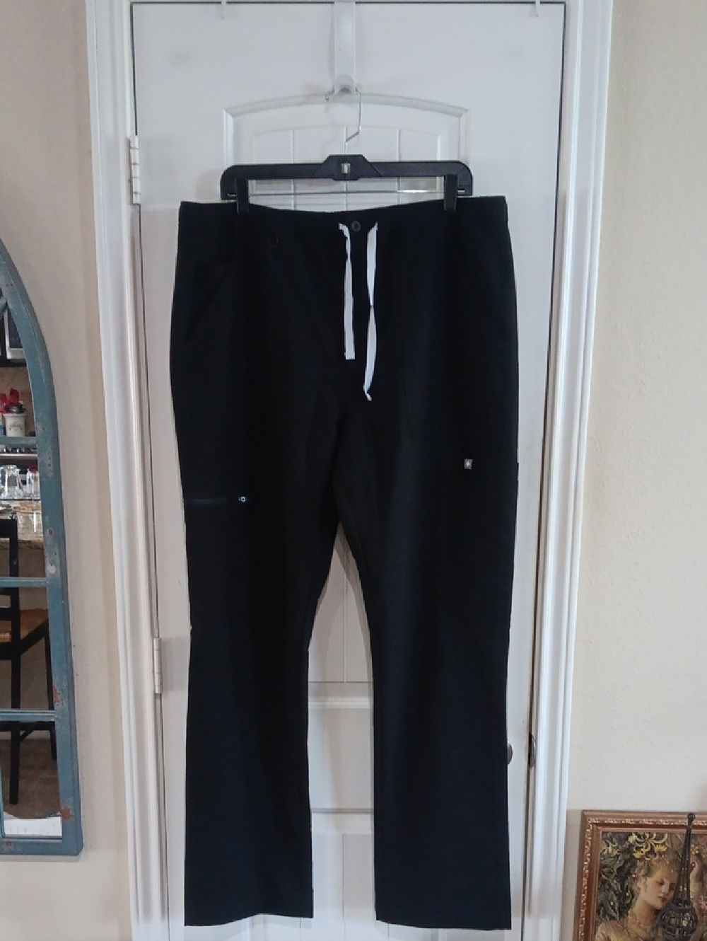 Figs Men's Black Cargo Pants with White Drawstring